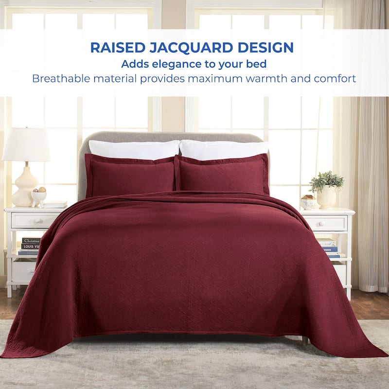 Superior Basketweave Cotton Decorative Bedspread Set