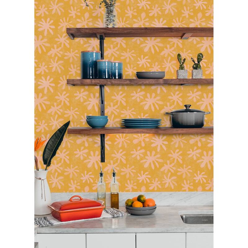 Alja Horvat Orange Field of Flowers Peel & Stick Wallpaper