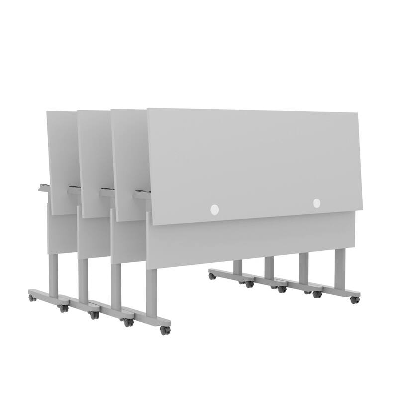 Commercial Nesting Flip Training Table with Steel Frame and T-Legs - 23.5"W x 60"D x 30"H