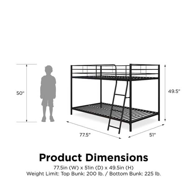 dimension image slide 0 of 3, Avenue Greene Eliza Small Space Twin over Twin Metal Bunk Bed