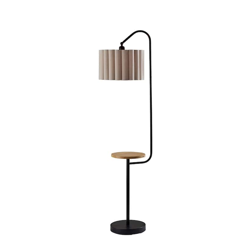 Caldwell Shelf Floor Lamp - Black Natural Wood