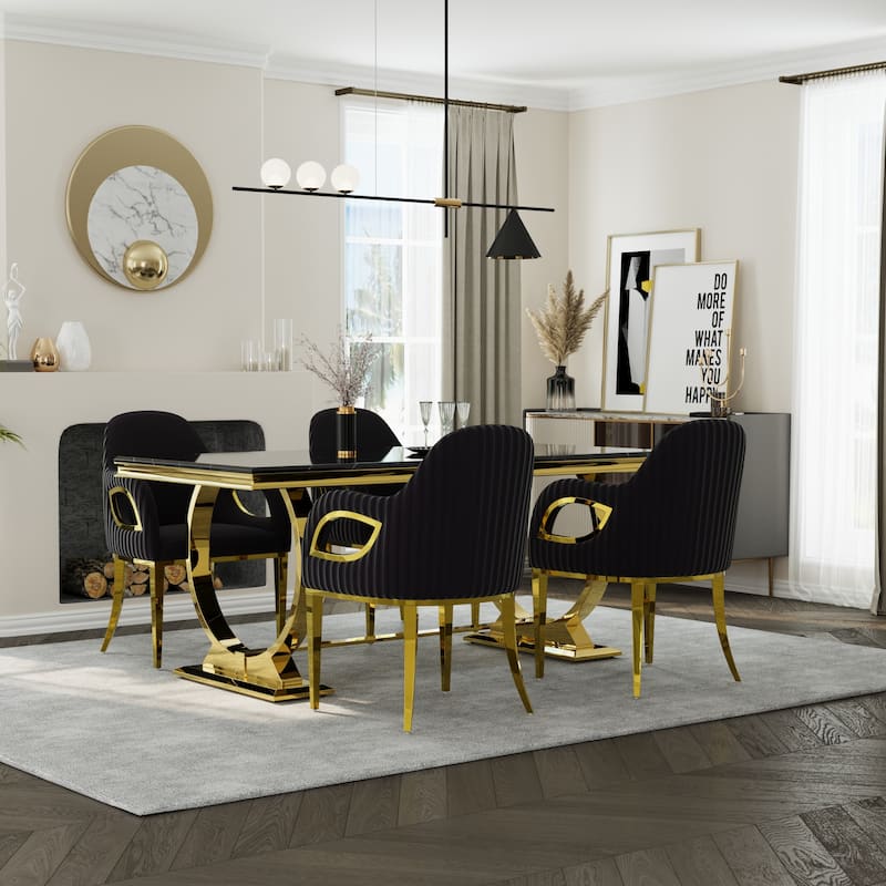 Dining Table Set with Arm Dining Chairs