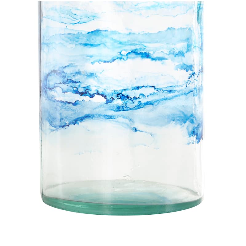 Blue Recycled Glass Ombre Abstract Vase