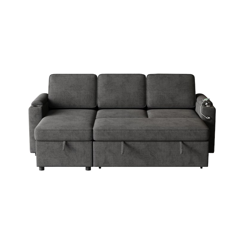 85.8" Sleeper Sofa with Pull Out Bed with Charging Port