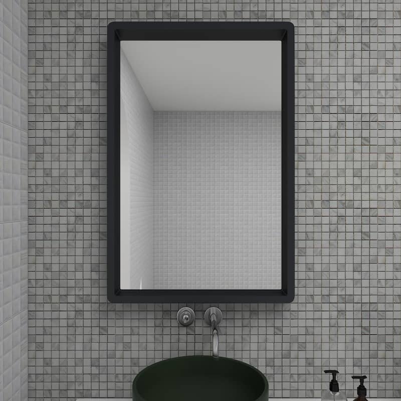 Black Wooden Minimalistic Room Wall Mirror