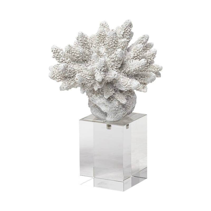 White Contempo Coral and Glass Sculpture