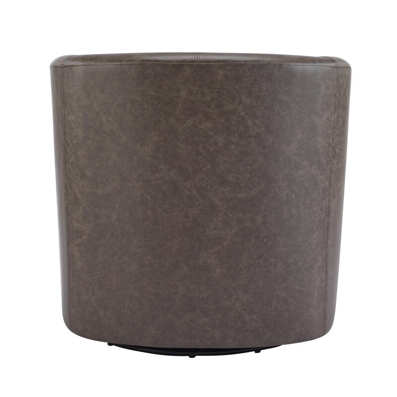 Roomfitters Wilmore Faux Leather Swivel Barrel Accent Chair, Modern 360-Degree Lounge Seating