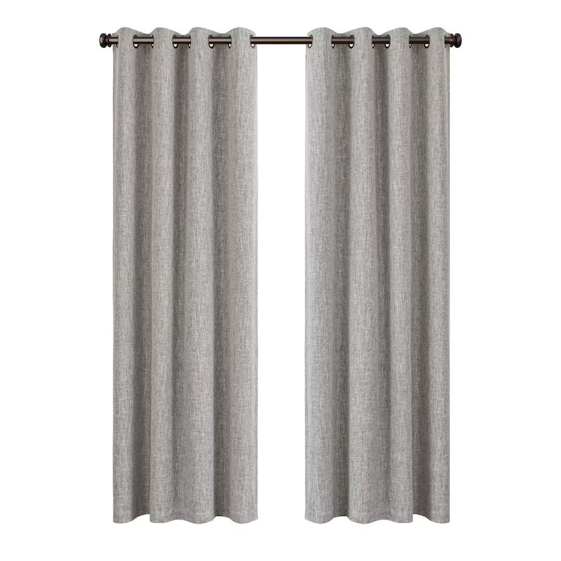 Linen Texture 100% Blackout Grommet Curtain Pair(2 panels)