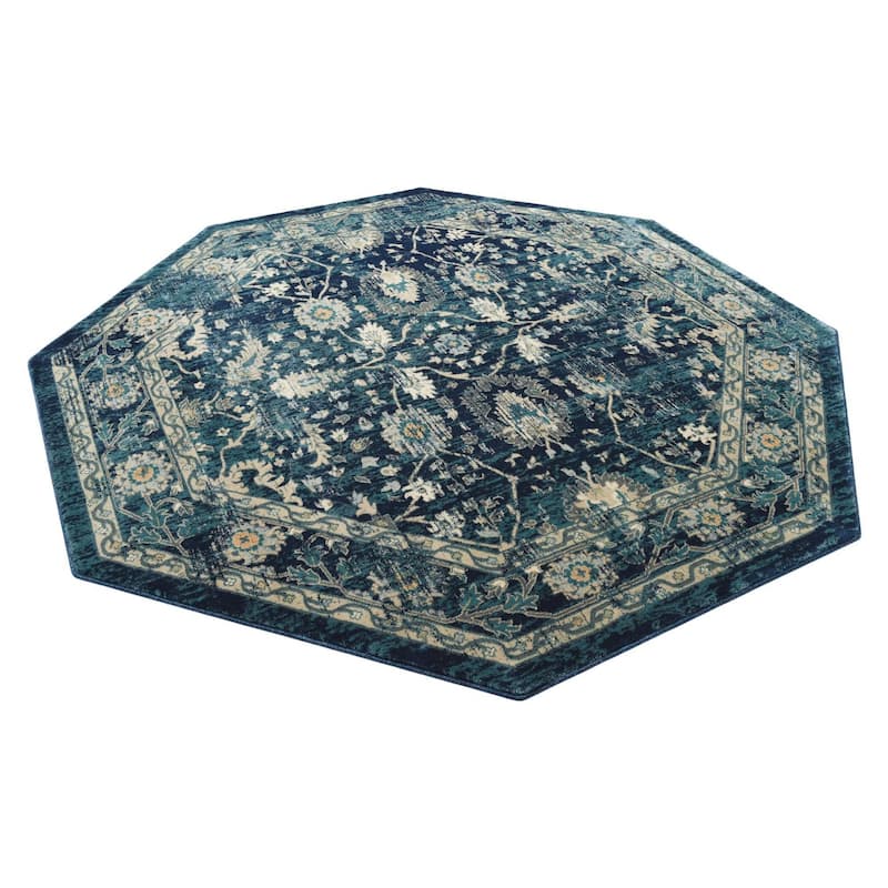 Traditional Hadeya Collection Area Rug - Navy Blue - 7'10"x7'10" Octagon