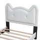 preview thumbnail 5 of 5, White Cute Pine Wood Upholstered Platform Bed, Cartoon Ears Headboard, Sturdy Construction