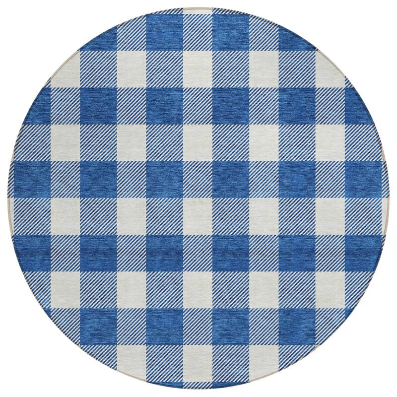 HomeRoots Plaid Transitional Rectangle Outdoor Rug