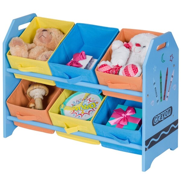 multi colored toy storage bins