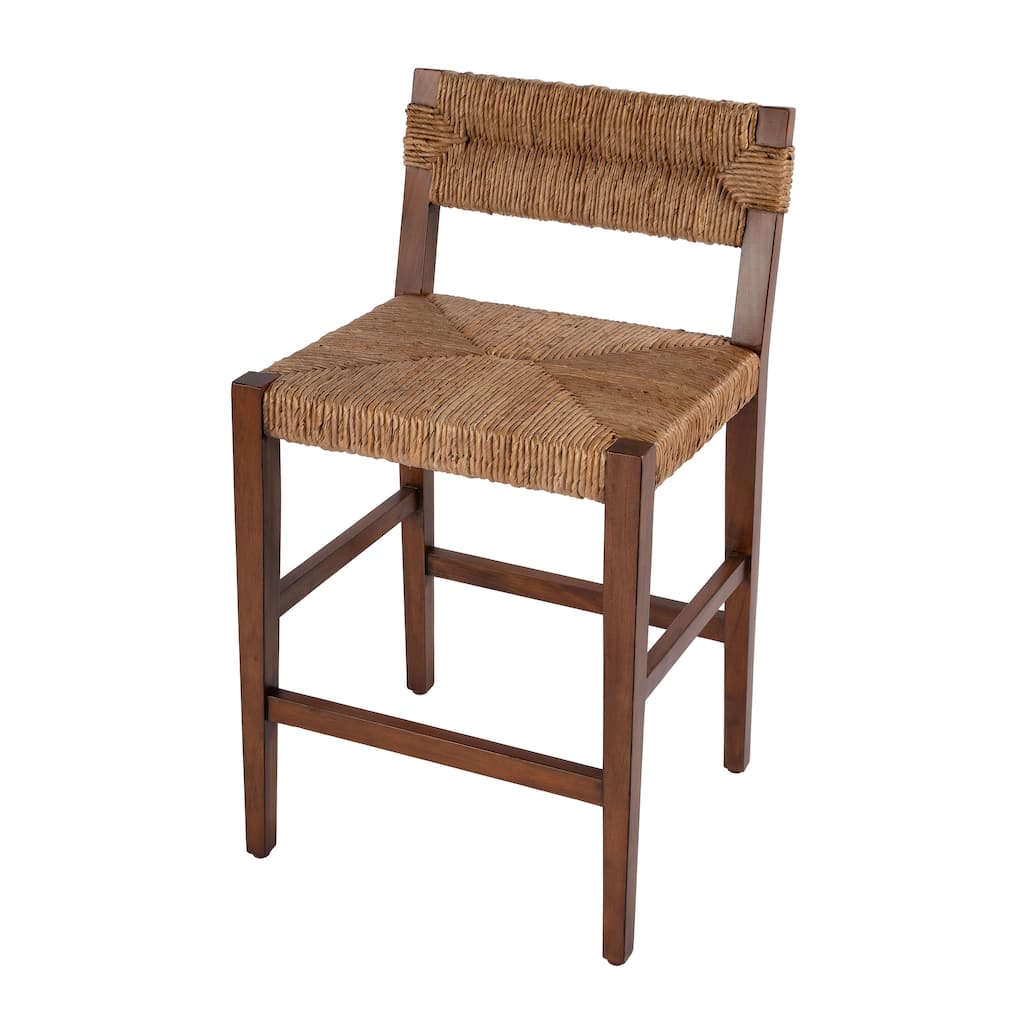 Valencia 25 in. Seat Height Woven Counter Stool with Back