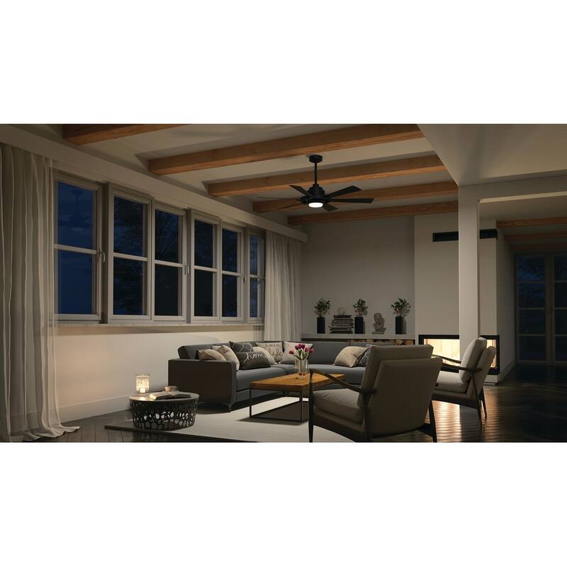 Kichler Iras 52 Inch LED Ceiling Fan Distressed Black with Walnut Blades