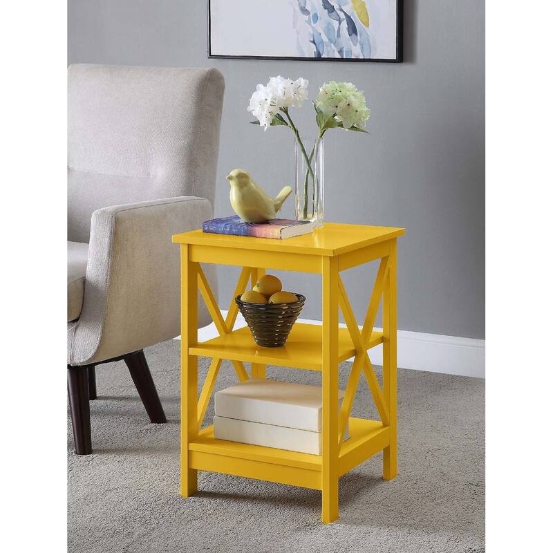 Convenience Concepts Oxford End Table with Shelves - Yellow