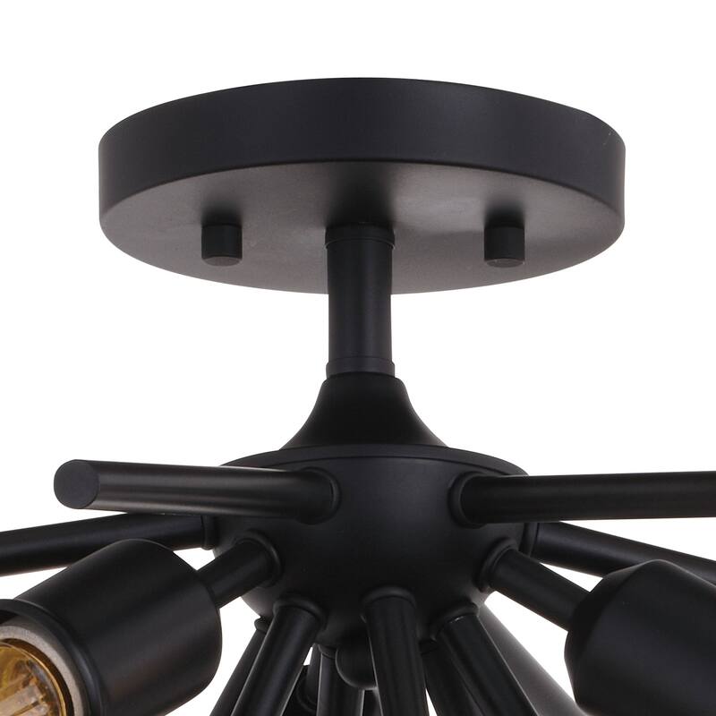 Sputnik Flush Mount Ceiling Light - 3 Light Mid Century Modern Matte Black Fixture - 11.5