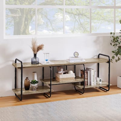VECELO Industrial TV Stand for TV up to 71 inch,Entertainment Center TV Console Table