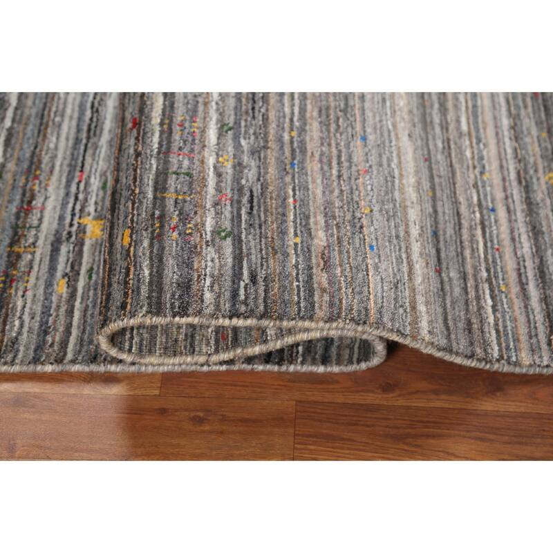 Striped Gabbeh Oriental Area Rug Handmade Wool Carpet - 5'2"x 8'0"
