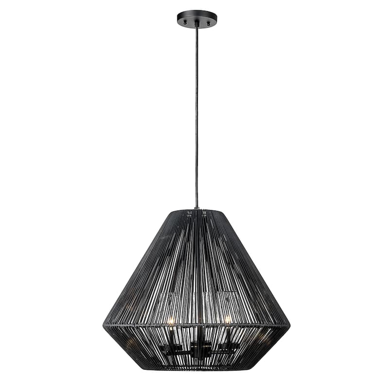 Valentina 20.75" Wide 3-Light Outdoor Pendant - Natural Black with Matte Black Wicker