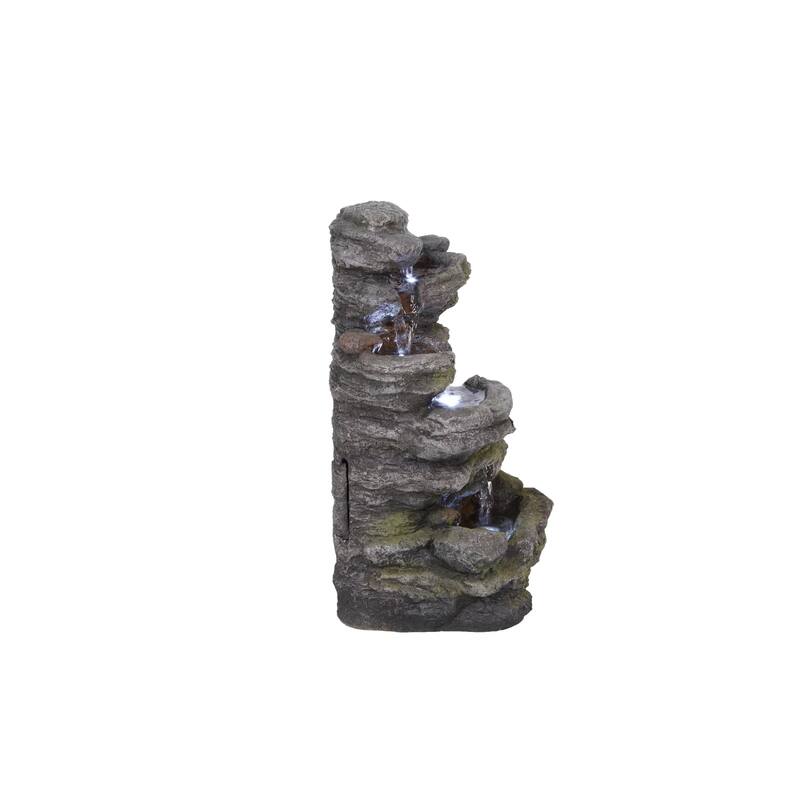 LED Lighted Cascading Rock Outdoor Garden Water Fountain - 18.25"