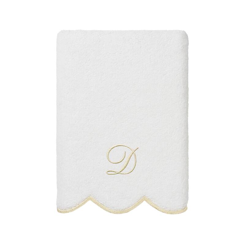 Authentic Hotel and Spa 100% Turkish Cotton Beige ADORNIA Scallop Personalized 3 Piece Towel Set - 3 Piece Set