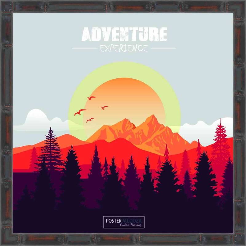 11x11 Brown Thin Bamboo Picture Frame - UV Acrylic, Foam Board Backing, Hanging Hardware