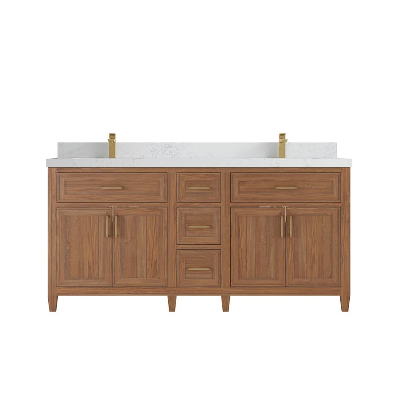 Willow Collections 72 in. W x 22 in. D Santa Monica Teak Double Sink Bathroom Vanity with Countertop