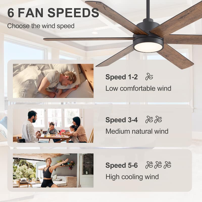 42/48/52/56/60/65-IN LED Ceiling Fan with Light Kit and Remote(5/6/7/8-Blade)