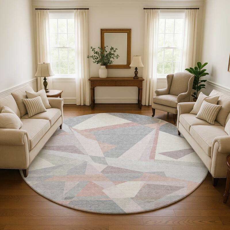 Premium Washable Super Soft Abstract Geo Mayfield Rug - Blush - 8' x 8'