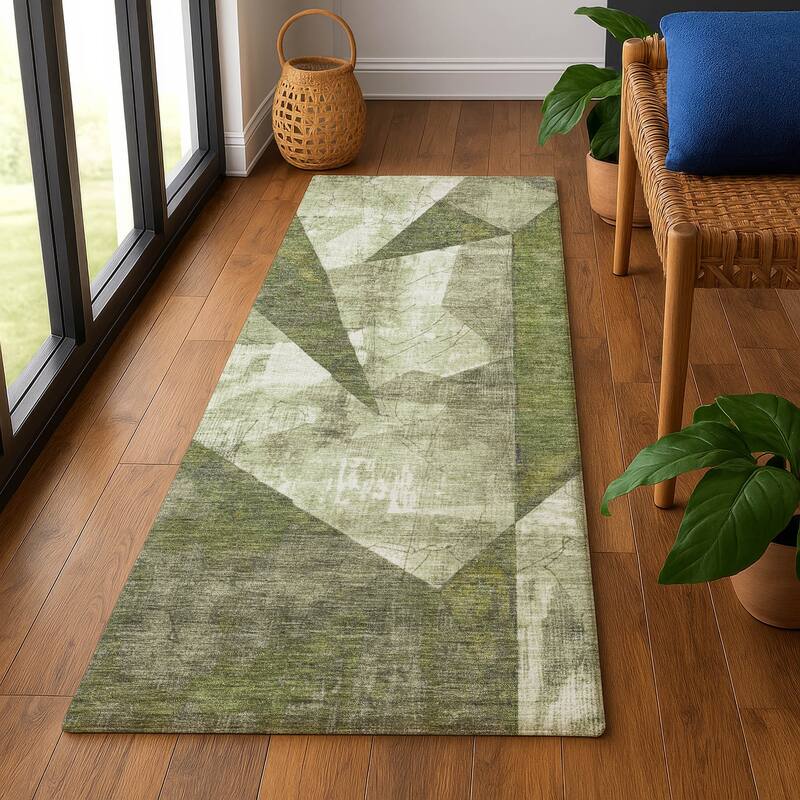 Premium Washable Super Soft Casual Contemporary Mayfield Rug - 2'3" x 7'6" - Green