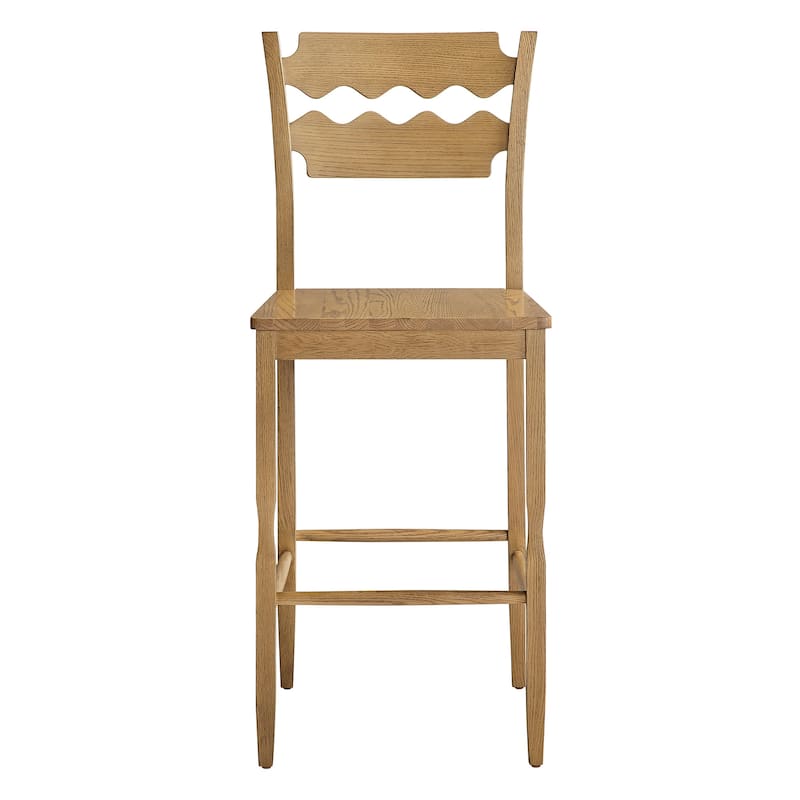 Jax Oak Wood Bar Stool With Wavy Razor Back