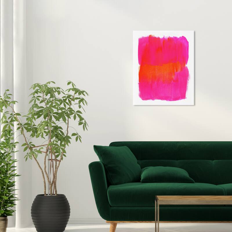 Wynwood Studio Canvas Abstract Peach n Strawberries Pink and Hot Pink Modern & Contemporary Wall Art Canvas Print - 24 x 20
