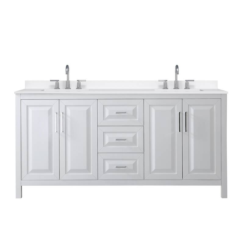 Daria 72-inch Double Vanity, 3 Hole Quartz Top