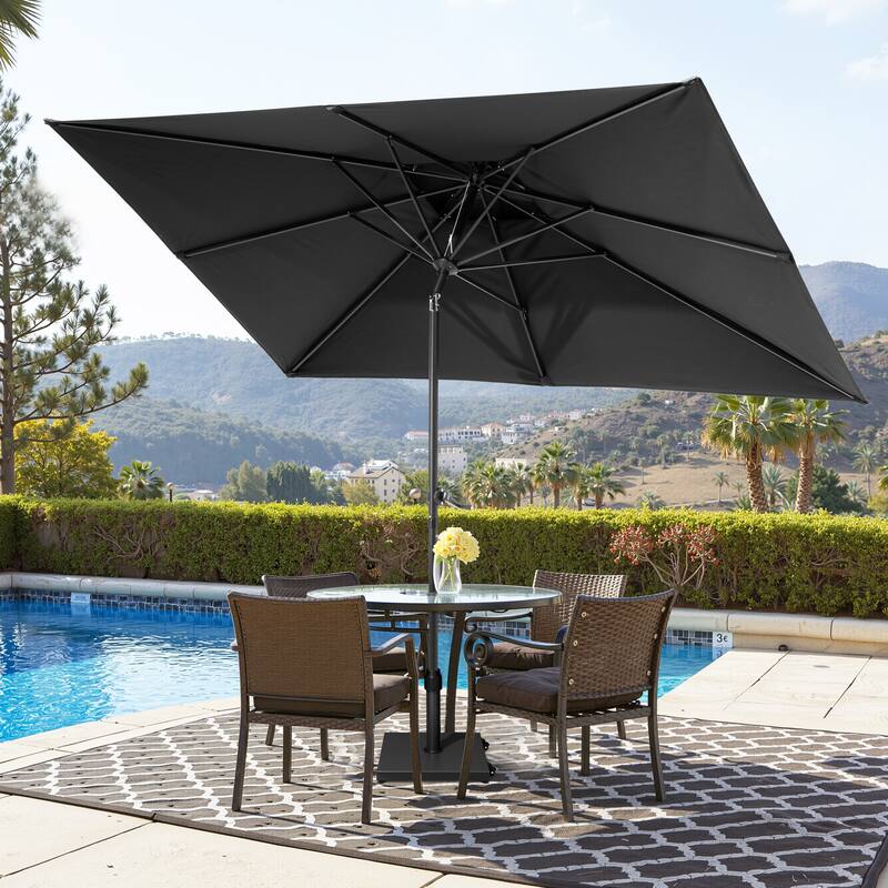 Pellebant Outdoor Patio 10 X 6.5 FT Double Top Market Umbrella with Wheels Base