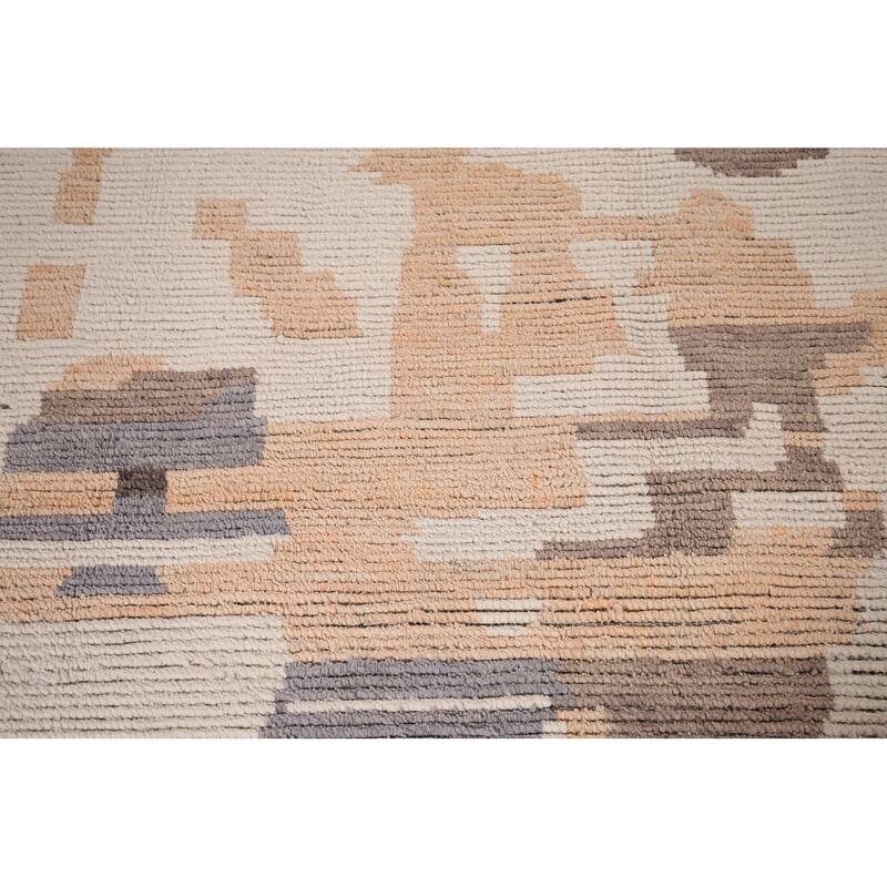 Modern Moroccan Abstract Area Rug Handmade Wool Carpet - 8'10"x 12'7"