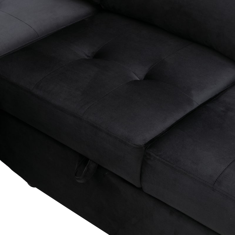 Roomfitters Sleeper Sectional Sofa, L-Shape Corner Couch Sofa Bed with Storage Ottoman, Hidden Arm Storage, and USB Charging
