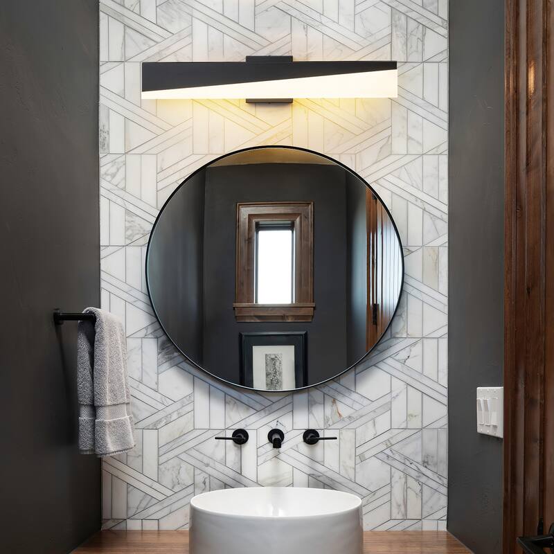 24" Modern Dimmable Acrylic Matte Black LED Vanity Light - W23.8"