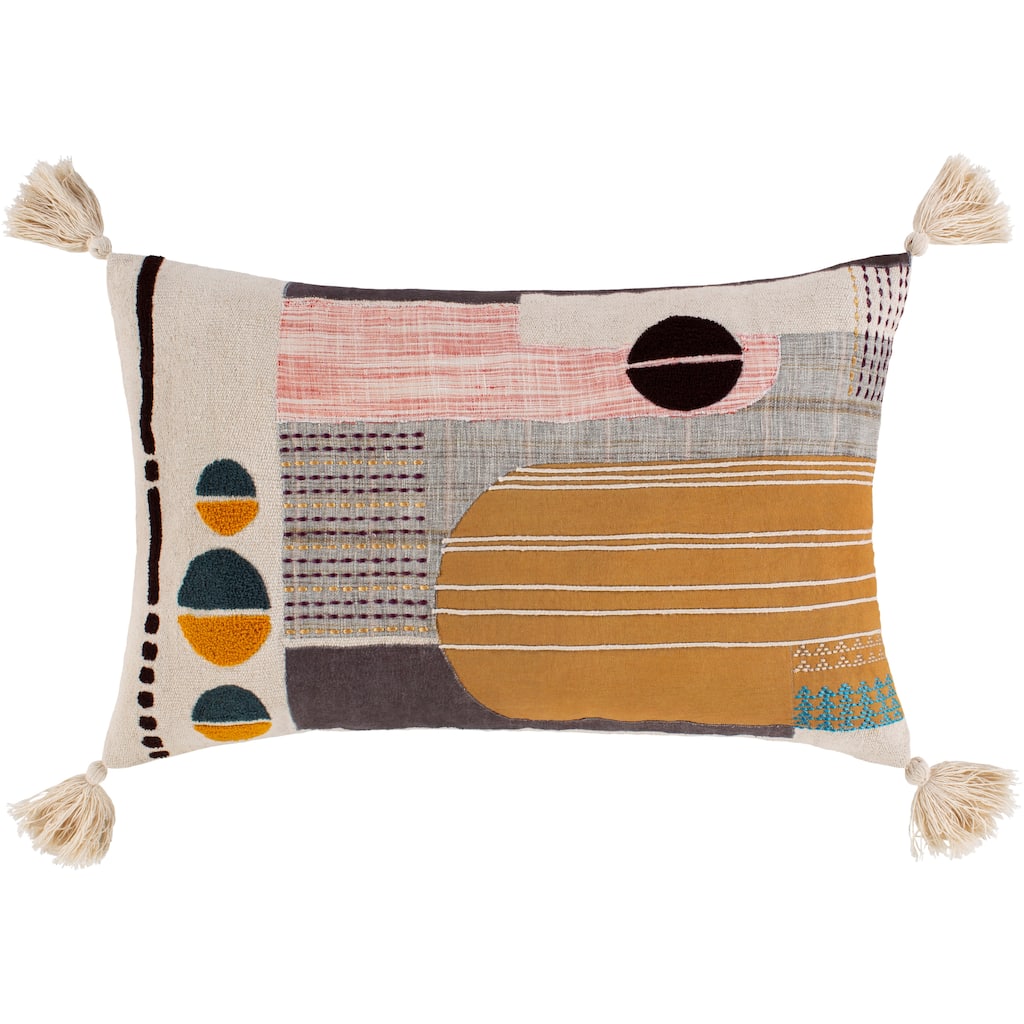 Lorna Embroidered Boho 22x14-inch Lumbar Throw Pillow