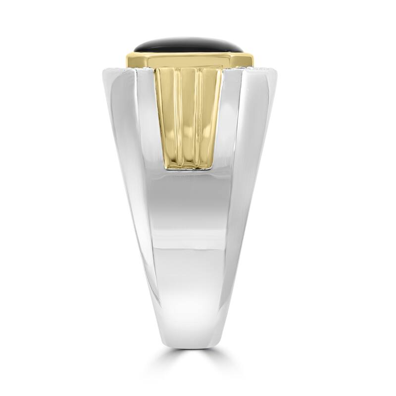 Effy Men's 925 Sterling Silver/14K Yellow Gold Diamond,Onyx Ring