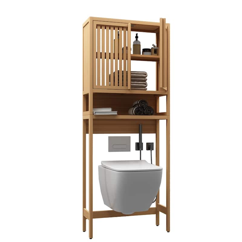 Toilet storage rack, independent bathroom, laundry room, space saving - Natural