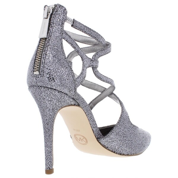 michael kors silver glitter heels