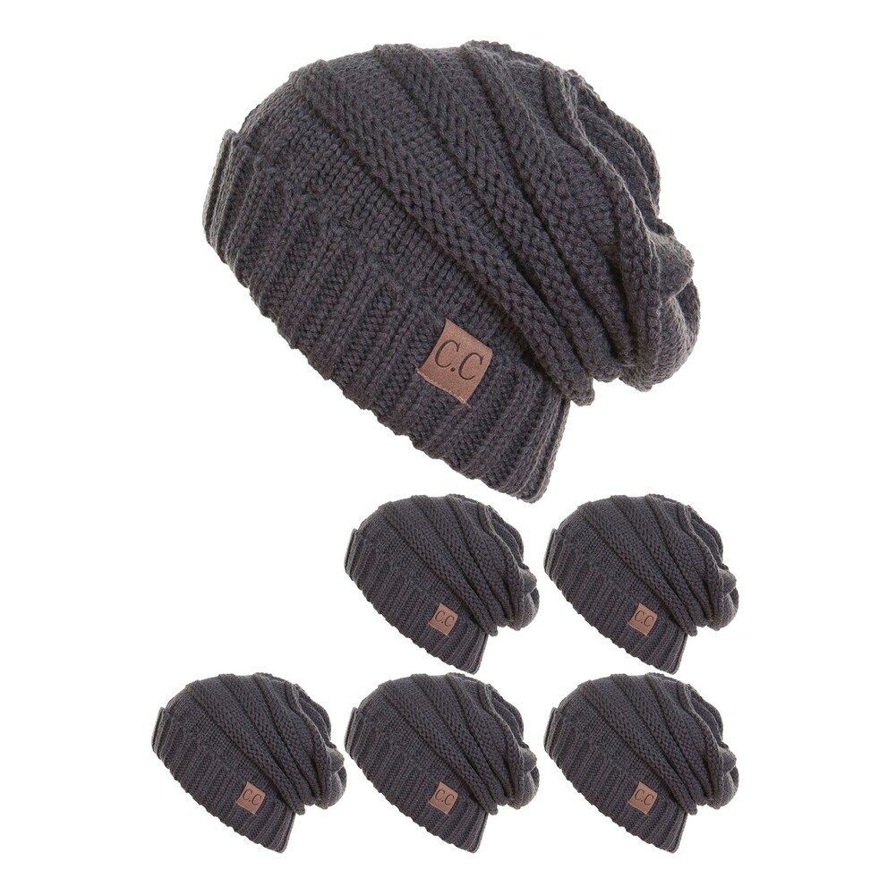 Shop Cc Slouch Thick Knit Beanie 6 Pack Overstock 20669380