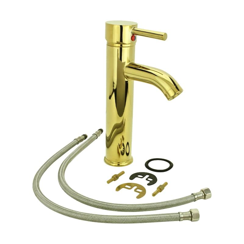 Bathroom Single Hole Faucet One Handle Solid Brass Gold PVD Finish 9.5in Tall Renovators Supply