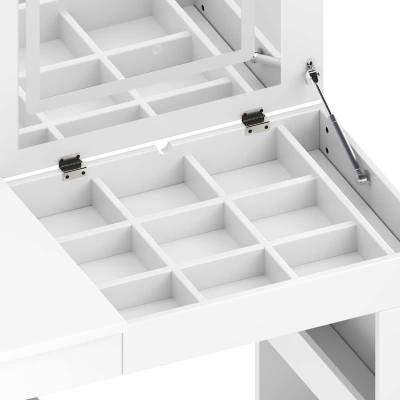 Vanity Desk with Mirror and Lights, Makeup Vanity Table with Flip-Top Tabletop