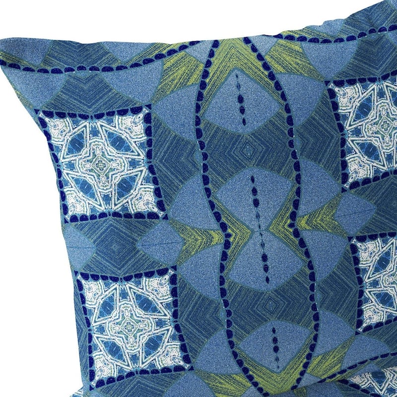 HomeRoots Set of Two 16" X 16" Blue and Yellow Blown Seam Eclectic Indoor Outdoor Throw Pillow - 16.00' X '16.00' X '5.00