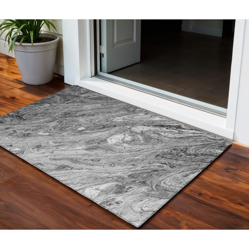 HomeRoots Abstract Transitional Rectangle Outdoor Rug - 3' x 5'