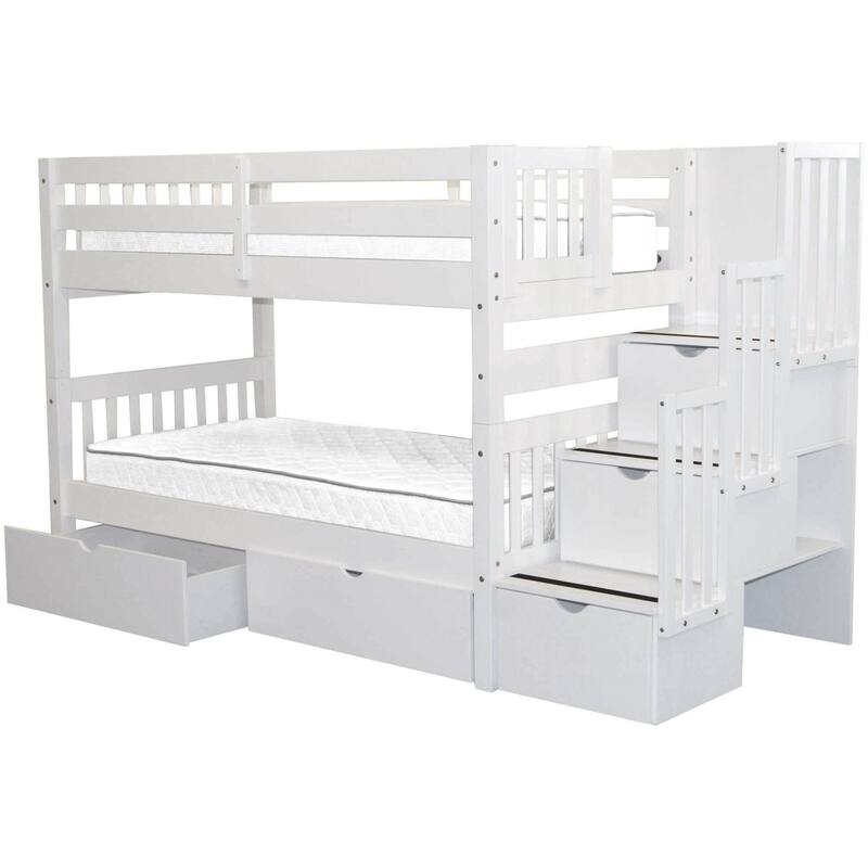 Taylor & Olive Trillium Twin over Twin Stairway Bunk Bed, 2 Drawers