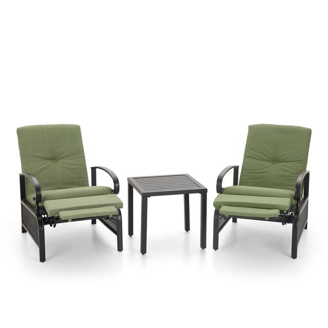 Outdoor Adjustable Cushioned Metal Patio Recliner Lounge Chair