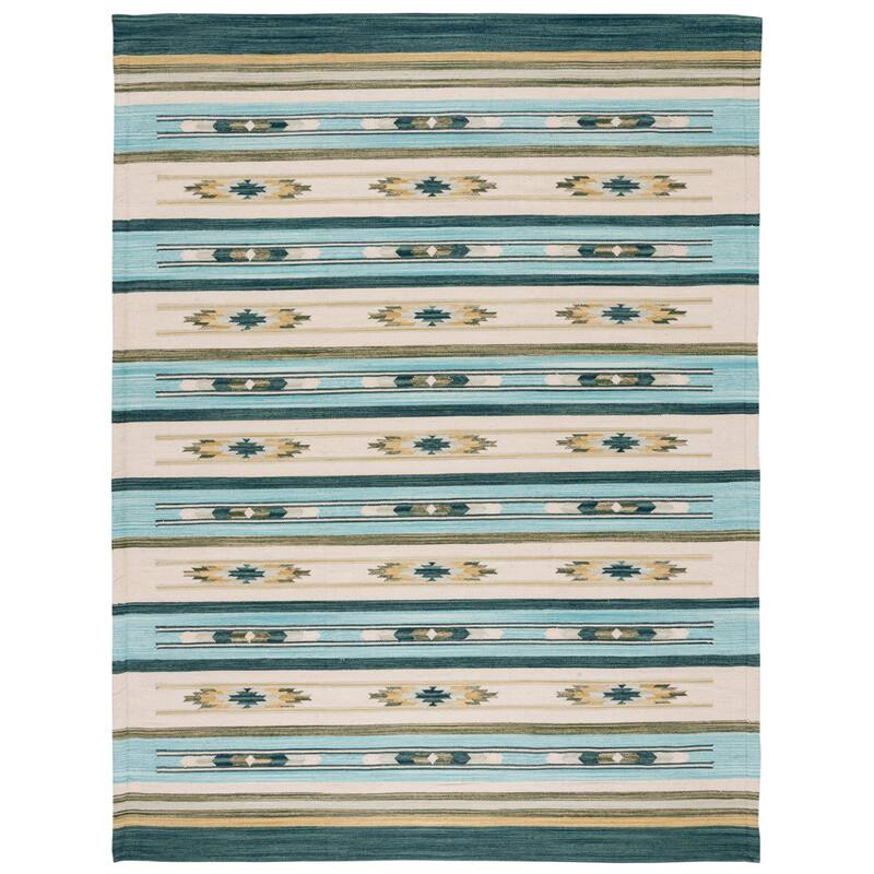 SAFAVIEH Handmade Kilim Mala Transitional Cotton Rug - 8' x 10' - Aqua/Ivory