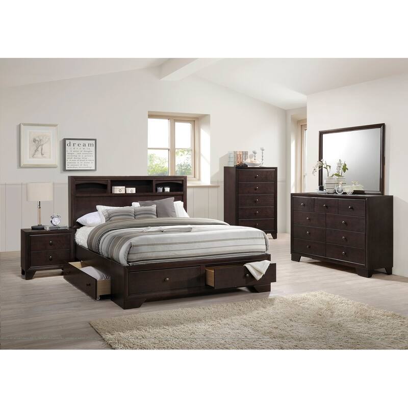 2-Drawer Rubber Wood Brown Nightstand